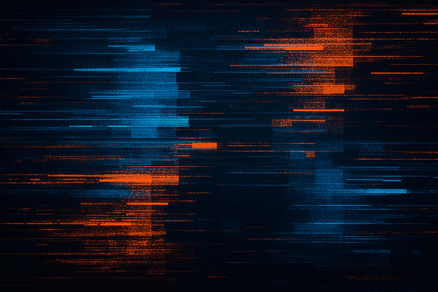 Patrón abstracto de fallos digitales azul y naranja que simboliza el problema de que la PlayStation 5 no da video