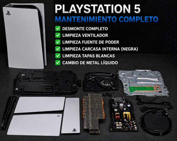 Mantenimiento completo de PlayStation 5 Cambio de Metal LIQUIDO Mantenimiento PlayStation 5